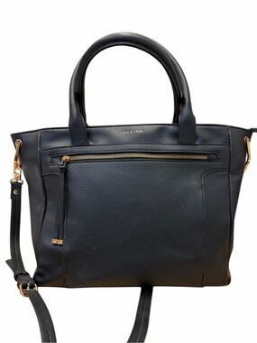 NWOT Love & Lore Black Vegan Leather Tote Handbag with Adjustable Strap